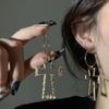 Серебряная игла плиссированный полый крест кулон круглые серьги ретро мода универсальные серьги нишевый дизайн серьги