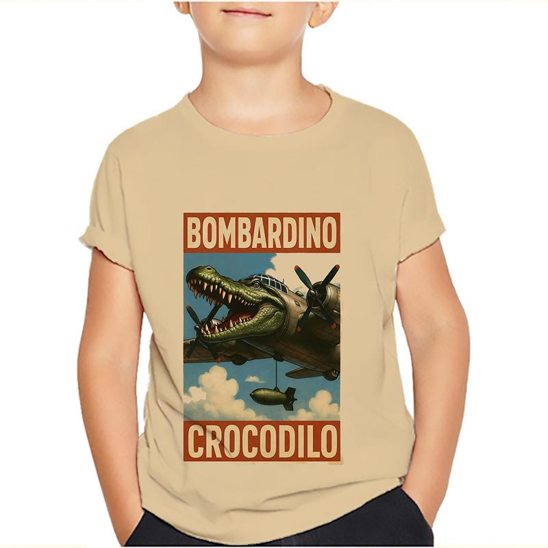 Тунг Тунг Тунг Сахур Мем Футболки Bombardiro Crocodilo Детские Мальчики Девочки Футболка Тралалеро Тралала Футболки с коротким рукавом Топы