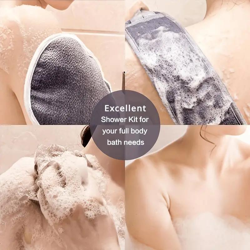 3Pcs 1set / 6Pcs 2set Back Scrubber Exfoliating Gloves and Loofah Bath Sponge Set for Men and Women Body Scrubber Scrubber Can Deep