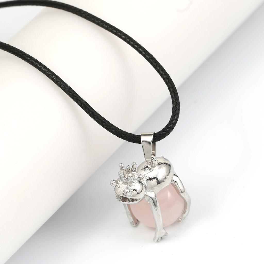 Женское ожерелье из натурального камня, агаты/розовый кварц, кулон с пятнистым оленем, кожаные цепочки, подвески для женщин, романтический подарок