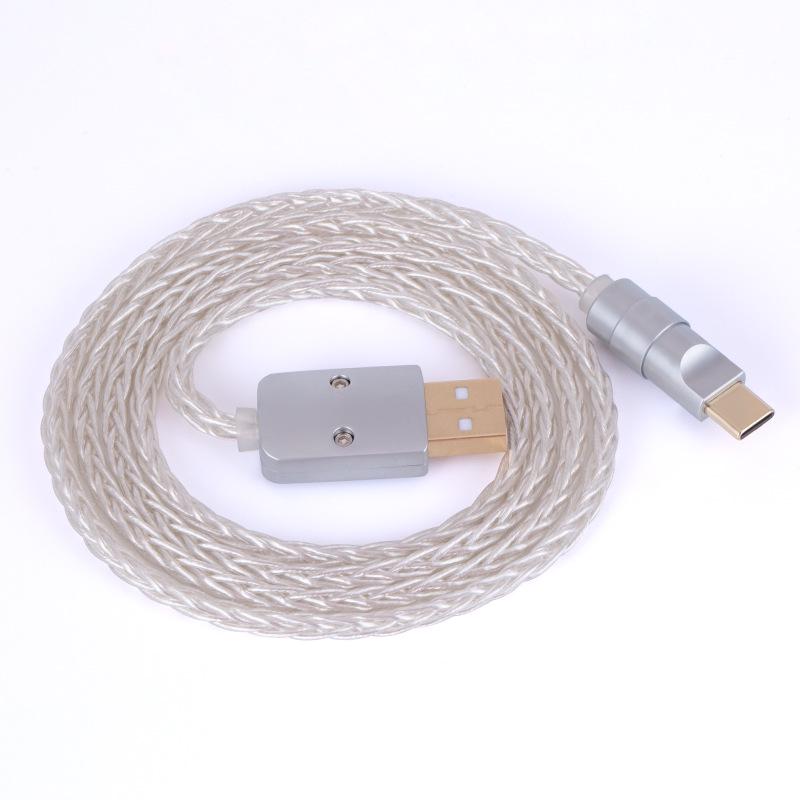 Ручной 8K Магнитный USB-A на USB-C Кабель для Клавиатуры с Посеребренным Монокристаллическим Медным Проводом