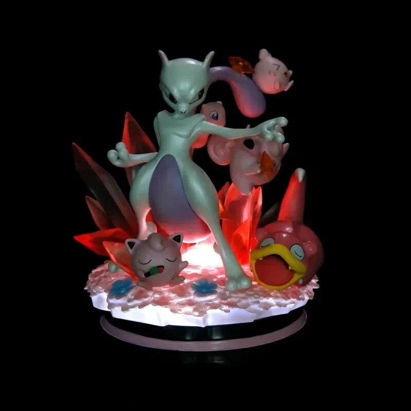 Mew Mewtwo Lapras Squirtle может излучать свет, сцена аниме, фигурка, модель куклы 16 см, декоративные подарки, собранная игрушка