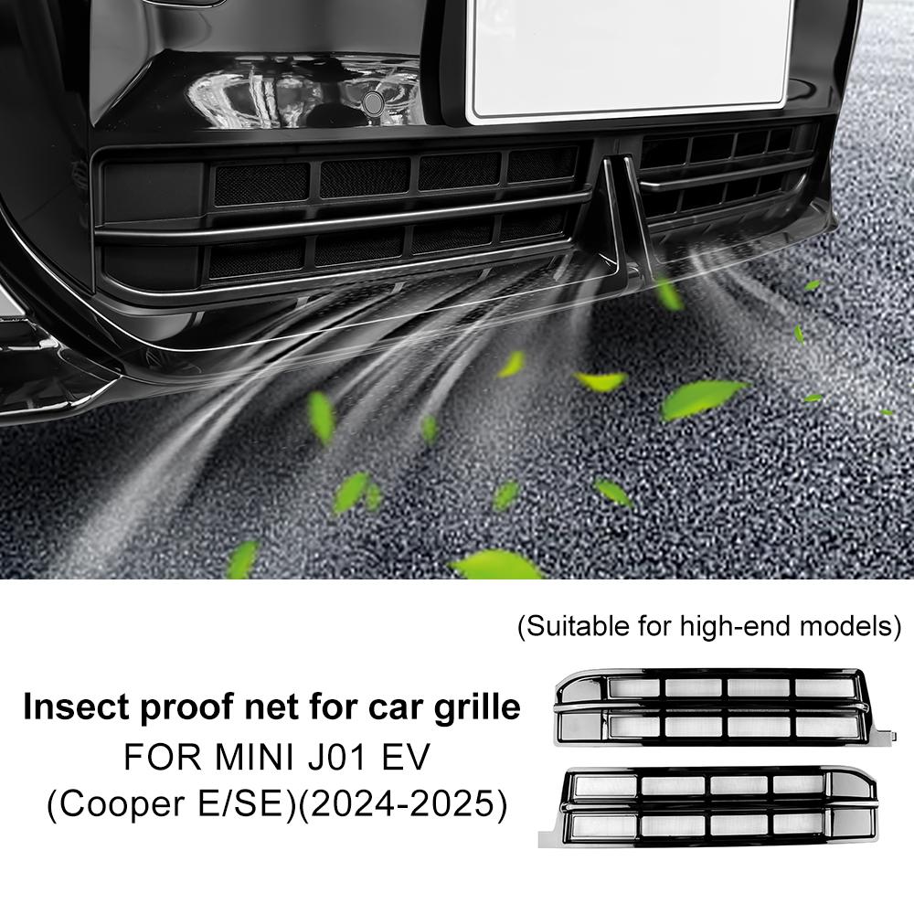 Car Front Bumper Grille Mesh Protector Cover Center Racing Grill Insect Proof Net For Mini Electric Cooper E/SE J01 EV 2024-2025