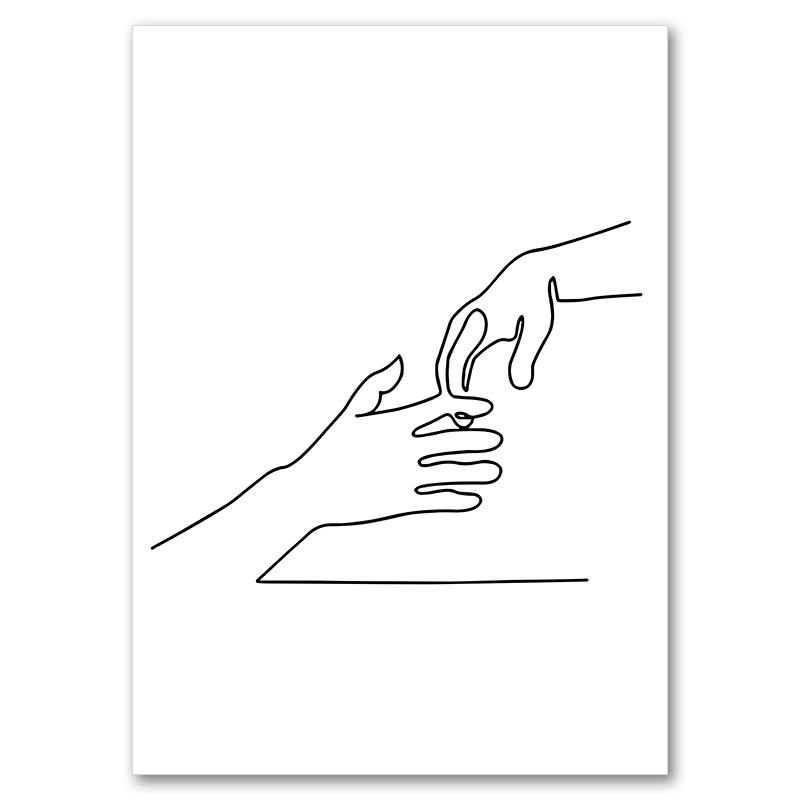 Abstract Line Mom Baby Hand Heart Minimalist Wall Art Canvas Painting Nordic Posters And Prints Wall Pictures Kids Room Decor
