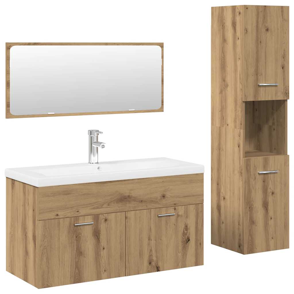 4 Piece Bathroom Furniture Set Artisan Oak Wood Based Material