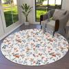 Watercolor Flower Round Area Rug Botanical Floral Carpet for Living Room Bedroom Decor Non-slip Kitchen Floor Mat Circle Doormat