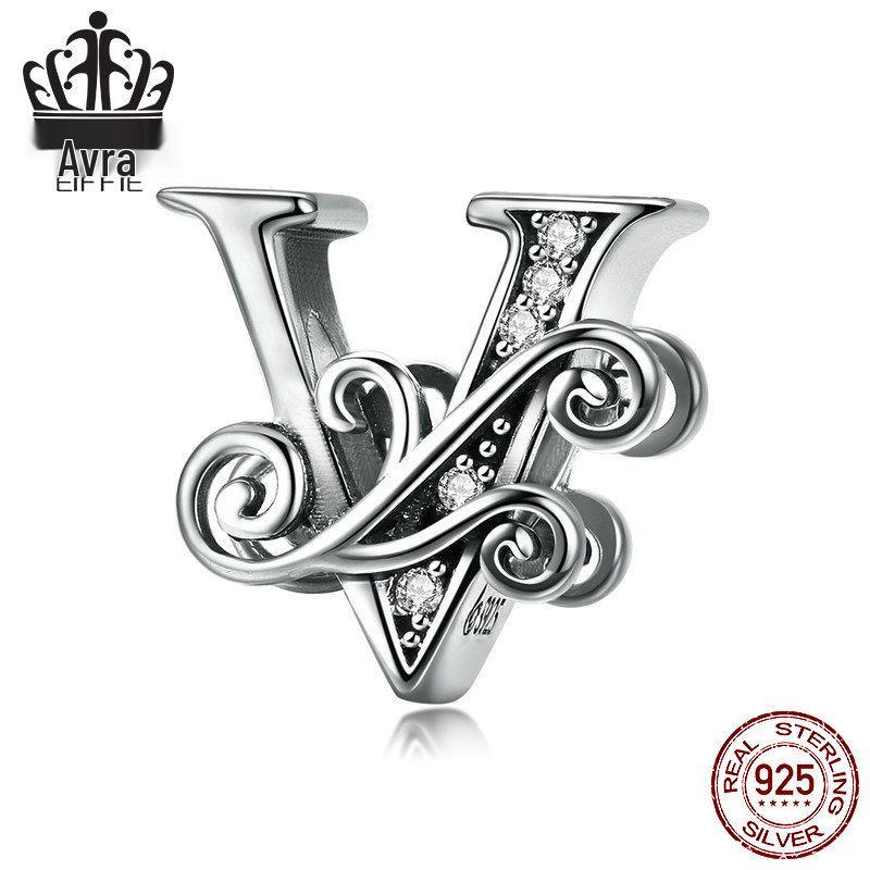 Avle Браслет из стерлингового серебра 925 пробы с английскими буквами и бусинами