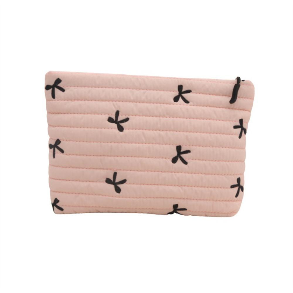 Multi-functional Bow Cosmetic Bag Embroidery Sanitary Napkin Storage Bag Sweet Toiletry Bag Women