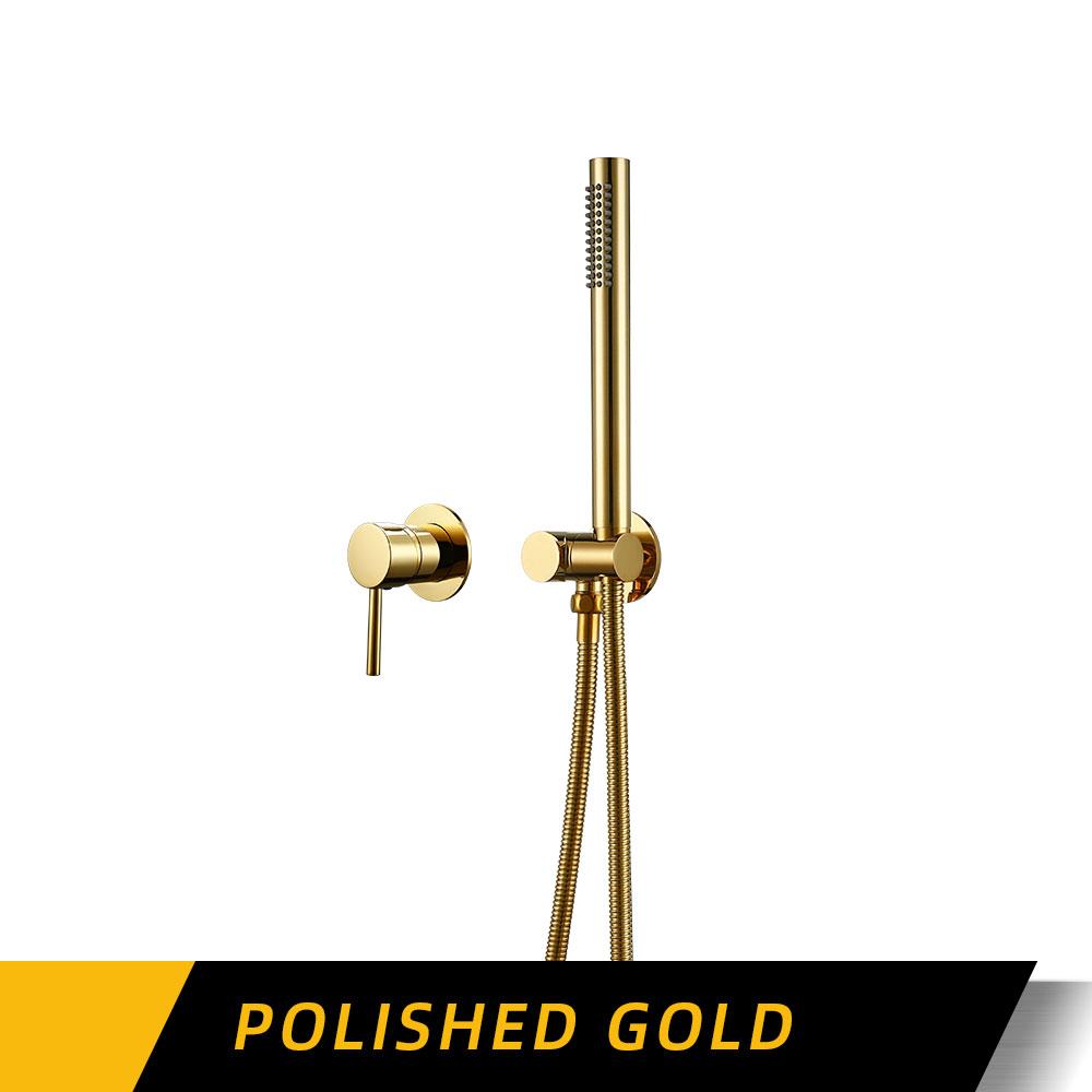 Ручная душевая система для ванной комнаты, матовый золотой смеситель для ванны с горячей и холодной водой, одна ручка и держатель для душа, отдельный набор кранов