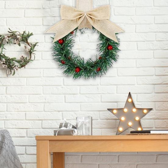 Мини рождественские венки для шкафов венки с лентами банты ягоды искусственные сосновые иголки венки для входной двери окна кухонные шкафы декор