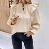 Женская Милая бабочка Tie Loose Long Sleeves Stand-Up Shirt Shirt Early Spring Design Sense of Fungus Skinny Blouse Senior Feeling