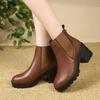 Large Size Simple Square Heel Women's Boots New Autumn and Winter with Elastic Thick Sole Round Head Short Women's Boots