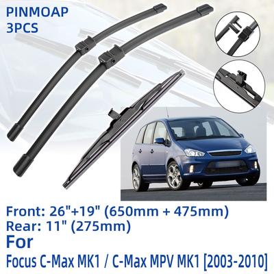 3 шт. для Ford Focus C-Max MK1/C-Max MPV MK1 2003-2010 26 "19" 11 "передние и задние щетки стеклоочистителя лобовое стекло резак для окон аксессуары 2008 2009