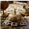 Solid Brass Embossed Desk Bell  Tabletop Call Bell, Antique Style Service Counter Ring