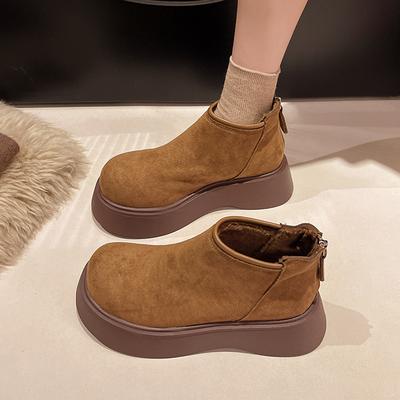 Британский стиль ретро матовая кожа короткие ботинки женские 2025 осень и зима новые универсальные задняя молния челси зимние ботинки