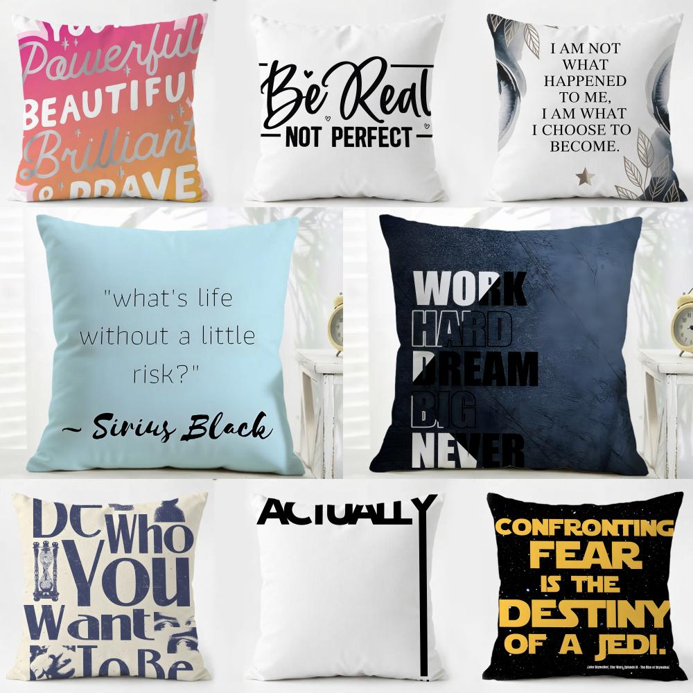 PPersonalized quotes Cushion Cover Pillow Case Soft Friendly Fabric Concealed Zipper
