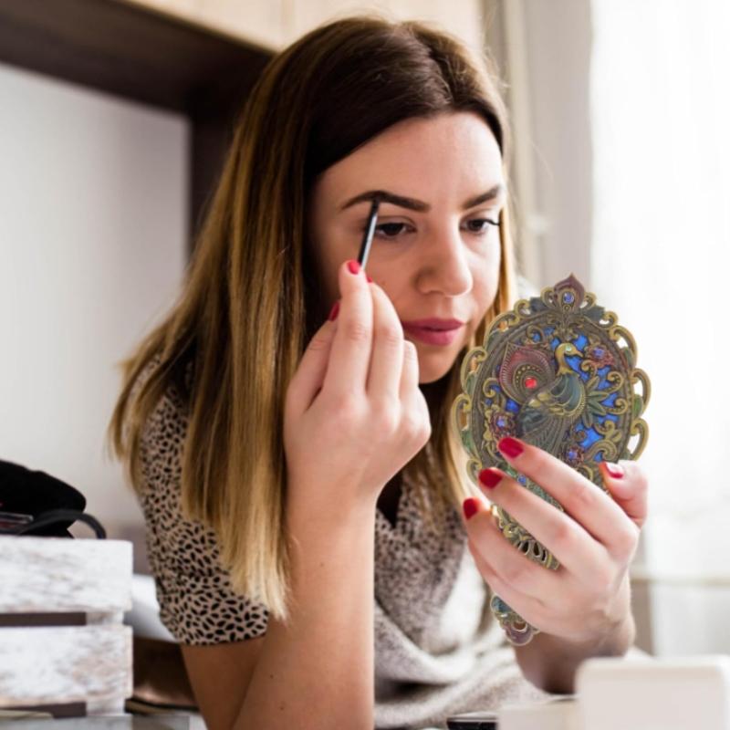 1 набор Винтажное Зеркало для Макияжа и Расческа Павлиний Дизайн Женское Портативное Ручное Зеркало для Путешествий Элегантный Ретро Дизайн