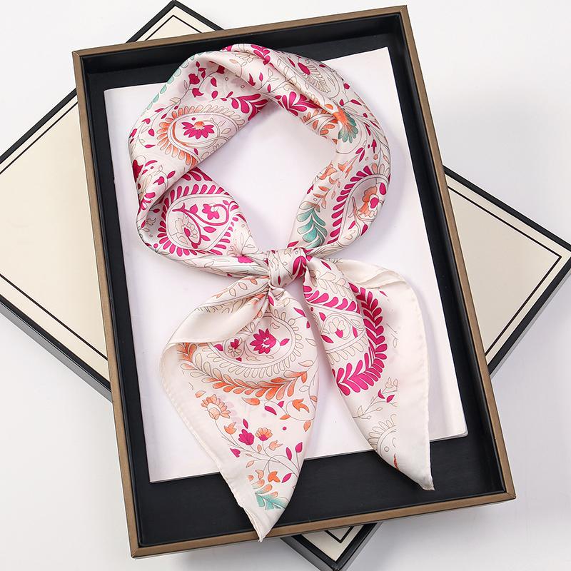 60Colors Luxury Scarf Women 70*70Cm Silk Feel Square Hair Wrapping Foulard Satin Shawl Big Size Head Bandana Hijab Handkerchief