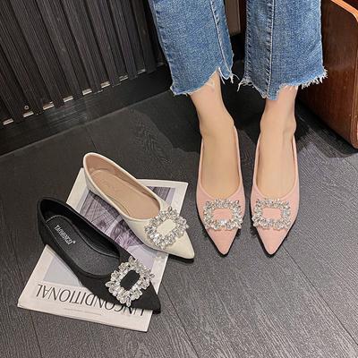 Юэ Синьванг кожаная плоская подошва для женской обуви Хуэйчжоу Су Ининьин те же самые одинарные туфли женские с острыми краями, беременные женщины носят мягкую подошву ленивой женской обуви