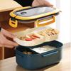 Microwave Lunch Box with Fork Spoon Portable Hermetic Lunch Box 2 Layer Grid Children Student Office Bento Box Food Storage Container