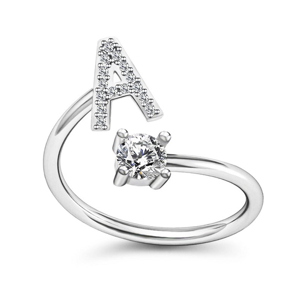 Alphabet Z To A Adjustable Ring Open Band Wedding Couple Ring