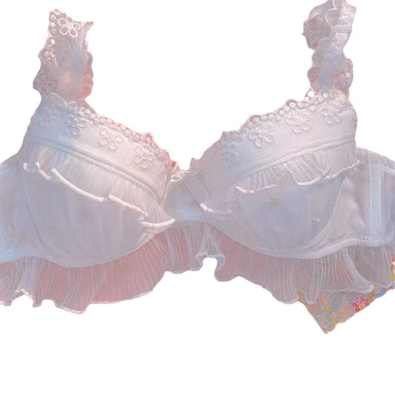 Женский сладкий бюстгальтер в японском стиле с маленькой чашкой, нижнее белье с эффектом пуш-ап, сексуальный беспроводной кружевной бюстгальтер, тонкое дышащее летнее белье
