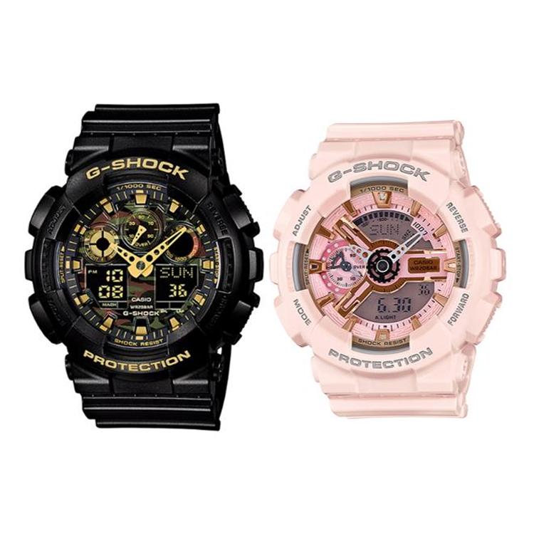 Casio Унисекс Пара Серия Настольных Черные Часы GA-100CF-1A9+GMA-S110MP-4A1