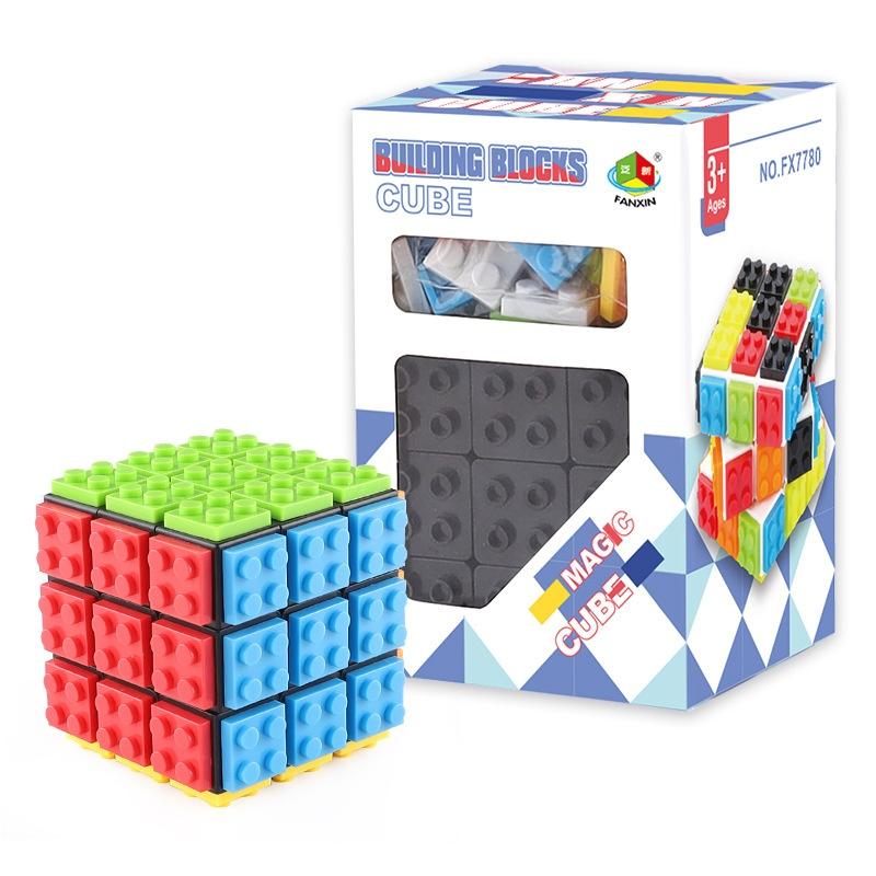 Кубик Рубика 3x3 Speed Cube с Строительными Блоками, Мини-Игрушка в Комплекте, Совместим с Lego Кубом, Обучающая Игрушка