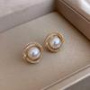 Fashion Elegant Rose Flower Zircon Pearl Ear Studs For Women Luxury Earrings Accessories Gift Trendy Delicate Jewelry AVE
