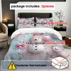 3pcs Cute Christmas Snowman Bedding Set Christmas Ball Snowman Snowflakes Pattern Duvet Cover Set (1*Duvet Cover + 2*Pillowcase