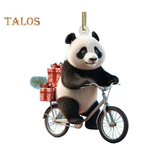 Рождественский кулон для автомобиля в форме реалистичной ездящей панды, легкий подвесной аксессуар для рождественских елок, дверей, окон, подвесной орнамент, сумка или