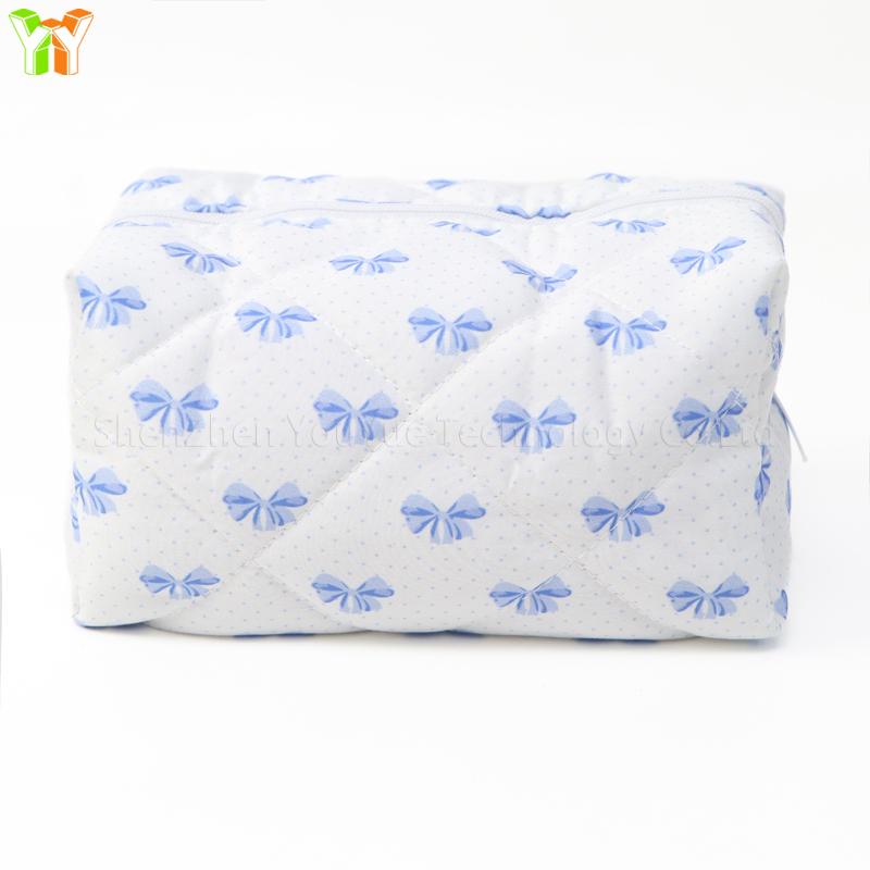 YY Ручная работа Хлопковая косметичка для женщин Эстетичная девушка для туалетных принадлежностей с деталью в виде банта Национальный стиль Ручная работа женщин