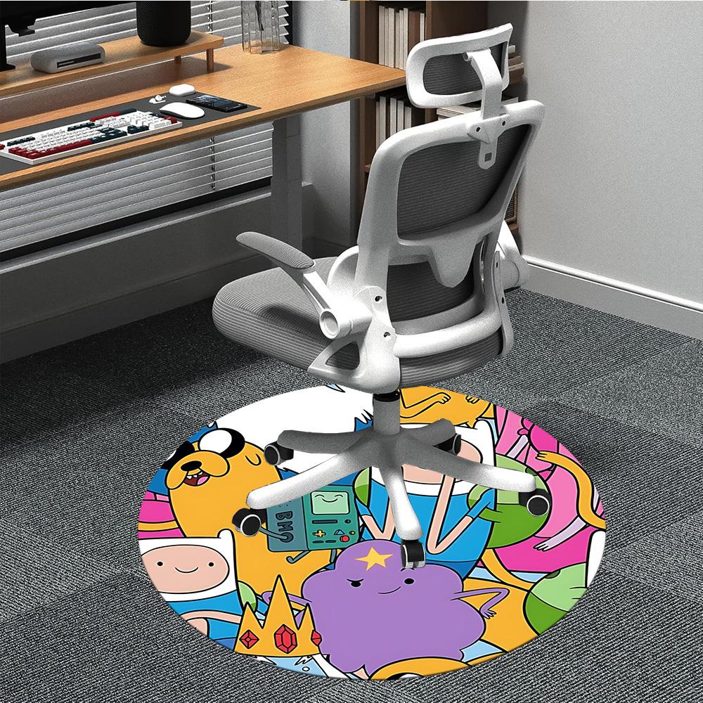 1pc Adventure Time Chair Carpet for Office Non-Slip, Soft & Comfortable, Carpet for Office, Gaming, Lightweight Round Floor Mat yy251021009