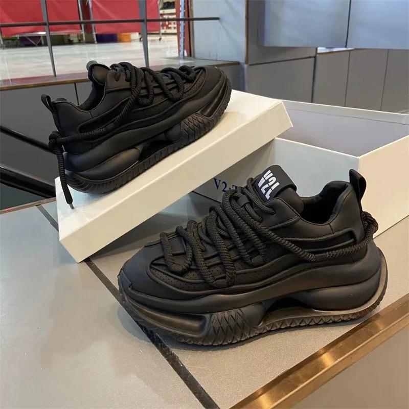 2024 Popular Men's Trendy Solid Color Casual Shoes, Thick Soled, Height Increasing, Wear-resistant Running Sports Shoes Sneakers