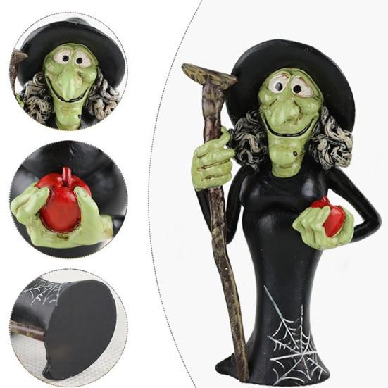 Halloween Ornaments Resin Black Cat Pumpkin Witch Ghost Miniature Figurines Indoor Outdoor Decorations for Home Patio Garden