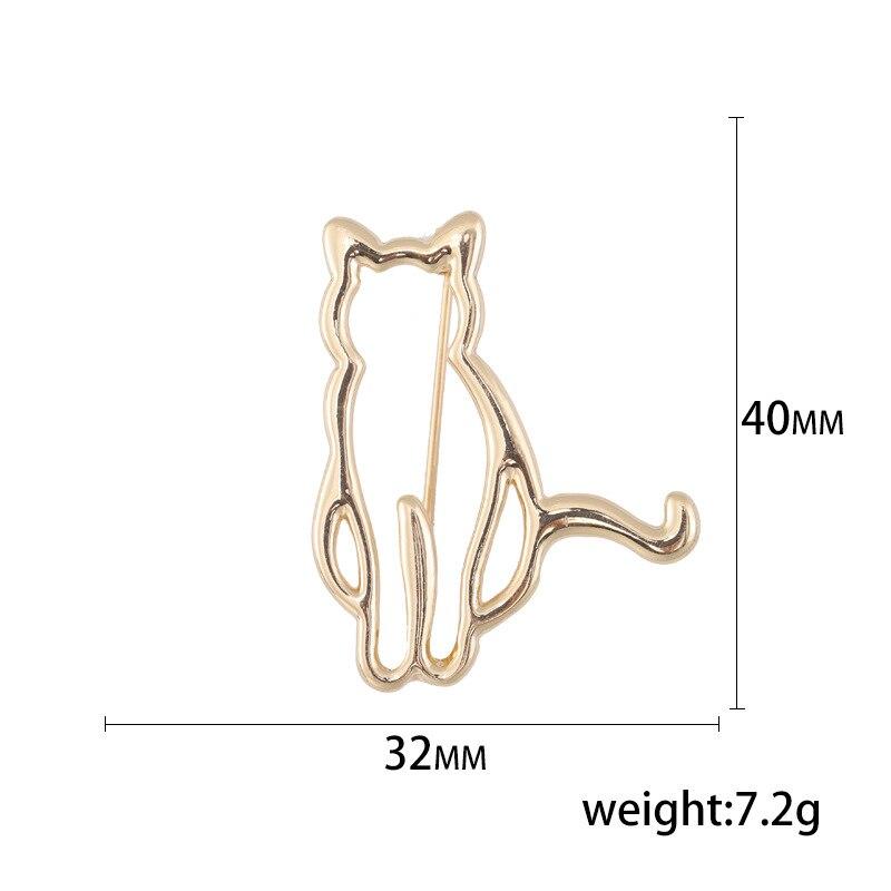 Blucome New Fashion Smooth Surface Cat Brooch Creative Gold Color Alloy Animal Pin Versatile Women Accessories