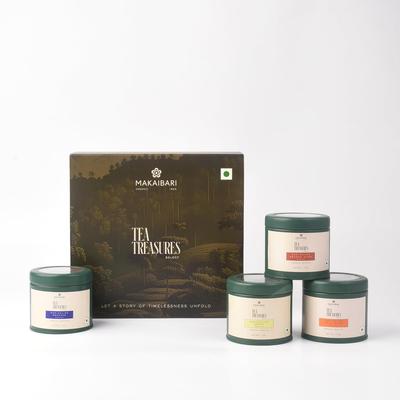 Подарочная коробка Makaibari Tea Treasures Select, упаковка 100 г – Кураторская коллекция лучших дарджилингских чаев: Первый сбор, Второй сбор, Дарджилинг обжаренный