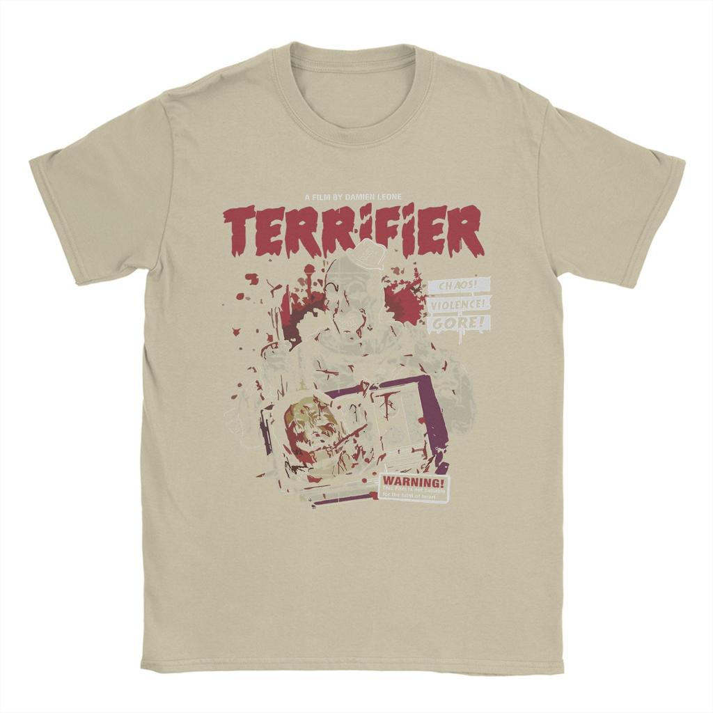 Men T-Shirts Terrifier Horror Movie Funny Cotton Tees Short Sleeve  T Shirt Crew Neck Clothing Party