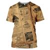 Футболки со старой газетой, мужские и женские повседневные модные футболки в стиле хип-хоп с 3D принтом, уличная одежда с короткими рукавами, винтажные топы, рубашки