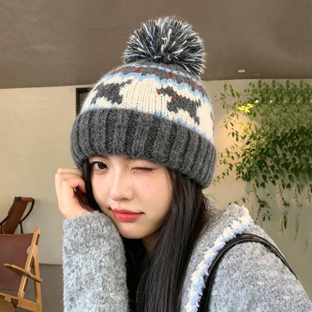 Jacquard Knit Fair Isle Beanie 55cm To 62cm Fall Winter Beanie Hat Knitted Beanie Hat Cold Weather