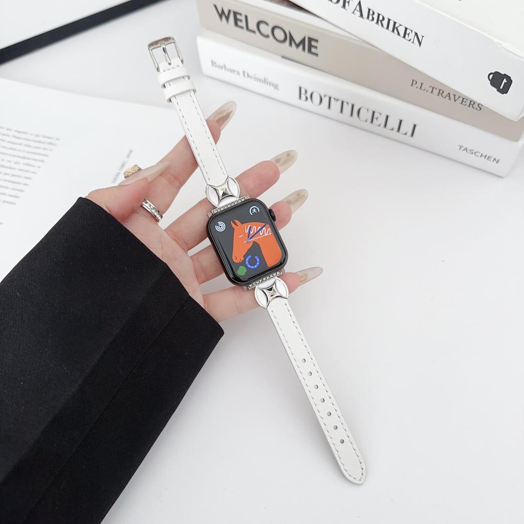 Watch Band For Apple Watch Series 10 Ultra 9 8 7 SE 6 5 4 3 2 1 46mm 49mm 45mm 44mm 42mm Coin Shape Connector Genuine Cow Leather Strap