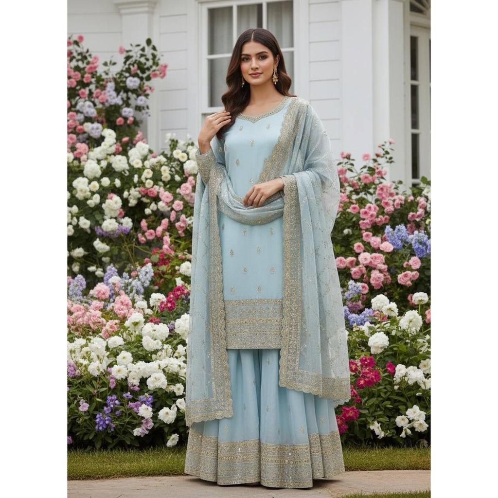 Пакистанский дизайнерский salwar-камиз для вечеринки Индийский этнический костюм Palazzo в стиле Болливуда
