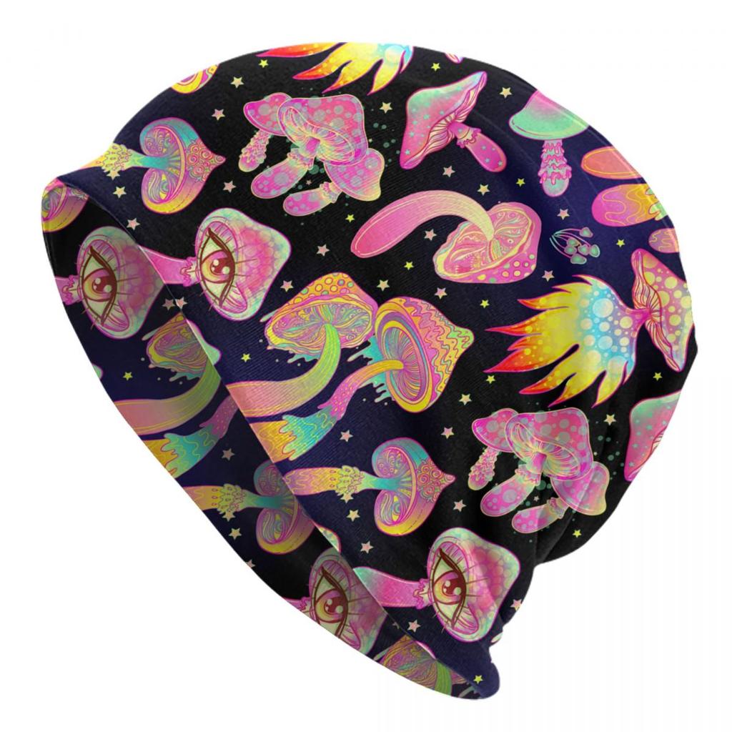 Psychedelic Magic Mushrooms Bonnet Hat Knit Hat Unisex Women Cool Unisex Winter Warm Skullies Beanies Caps