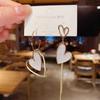 Asymmetric Black White Enamel Heart Earrings Women Hollow Layered Metal Long Tassel Dangle Drop Jewelry