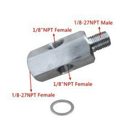 Датчик давления масла двигателя автомобиля, заглушка 1/8NPT, тройник-адаптер из нержавеющей стали для манометра