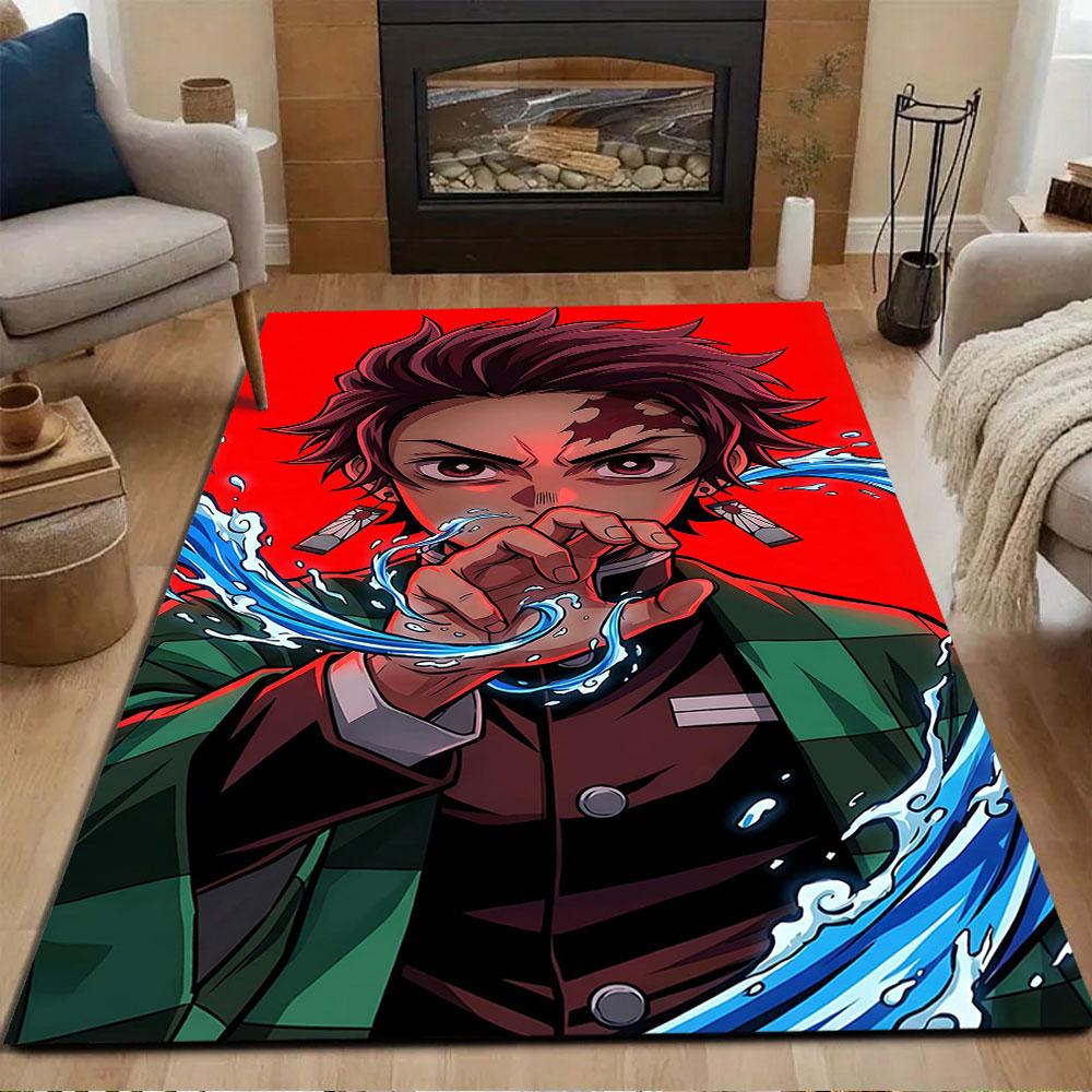 Anime Warrior with Water Power Patterned carpet, non slip mat suitable for living room and bedroom sofas