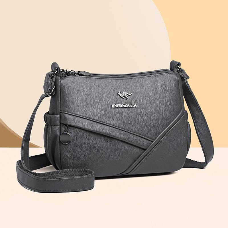Women's Shoulder Bag Soft Leather Mother's Bag Multi-Layer Large Capacity Crossbody Bag Small Square Bag Mobile Phone Bag