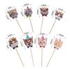 8pcs Cat Theme Supplies Cute Cat Face Insert Card Non Toxic DIY Cat Cupcake Toppers Disposable Single Side Cake Flag Kids