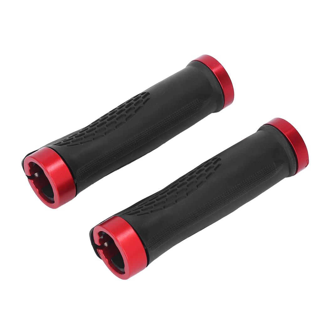 Mountain Bike Grips PP TPR Nonslip Safe Cellular Surface Ergonomic Design Metal Sides Bike Handlebar Grips Red