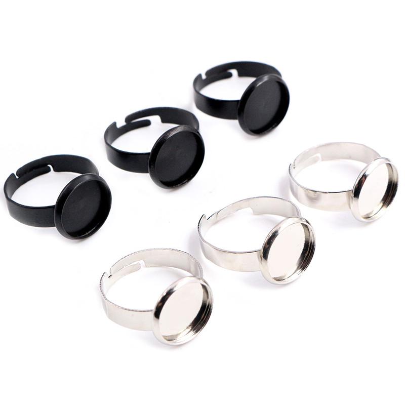 12mm 20mm 25mm 10pcs 4 Colors Plated Adjustable Ring Settings Blank/Base,Fit 12-25mm Glass Cabochons,Buttons Ring Bezels